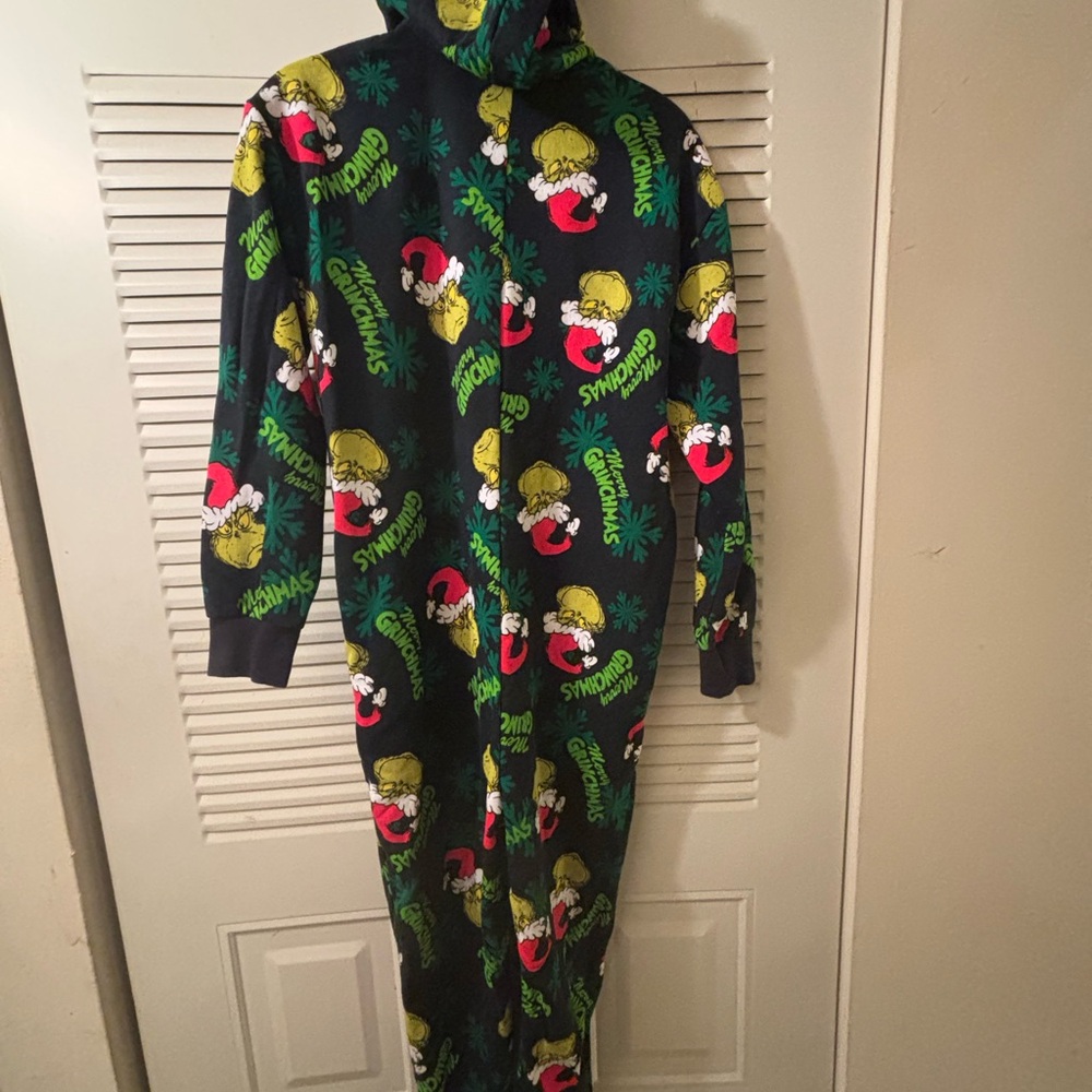 H&M Black and Green Grinch Christmas Hooded Onesie